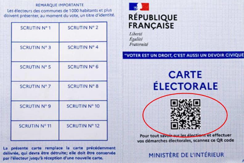 Nouvelle carte électorale avec QR CODE